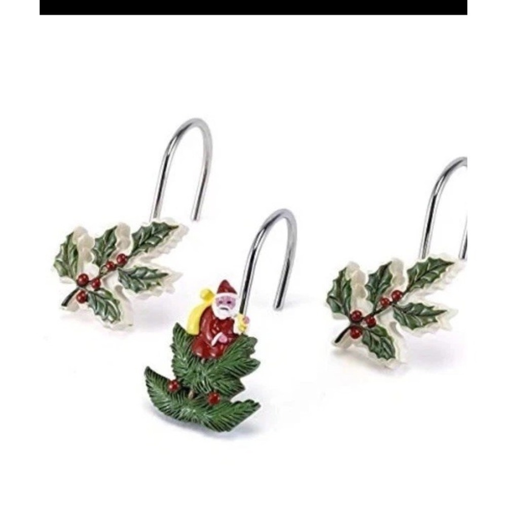 Shower Curtain Hooks Holiday Bathroom Decor Set of 12 (‎ Christmas Tree) NEW